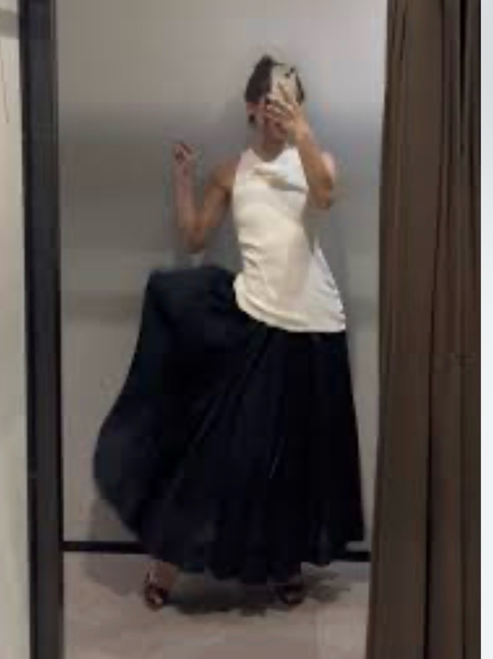 Zara Black Maxi Dress with Flared Skirt